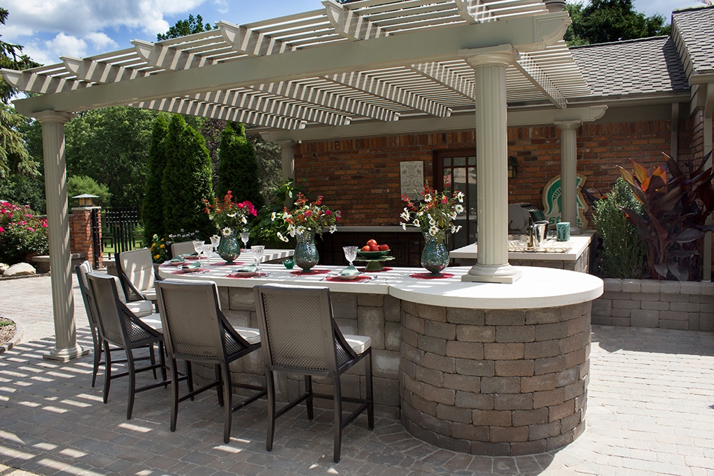Classic freestanding fixed pergola