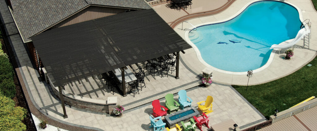 Pergola, Attached, Florentine Columns, Daytime, Bronze