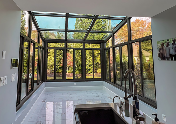 Sunroom, Premier View Walls, Upper Transoms, Bronze